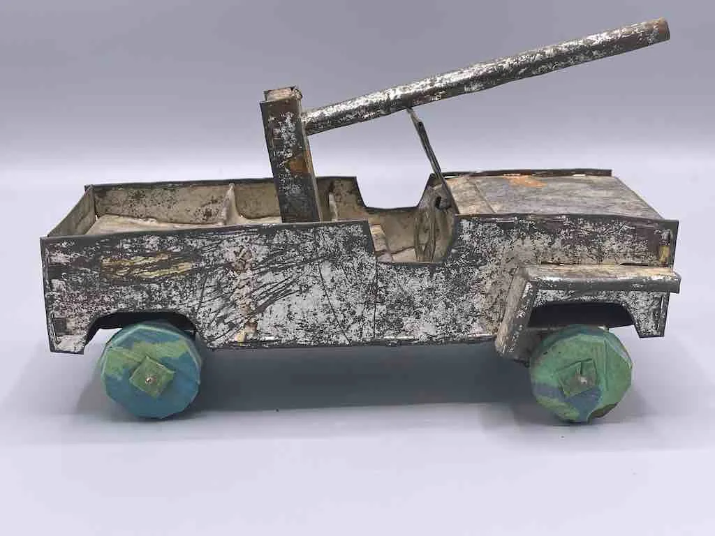 African Recycled Metal Can Toy Jeep Rocket Launcher - Burkina Faso