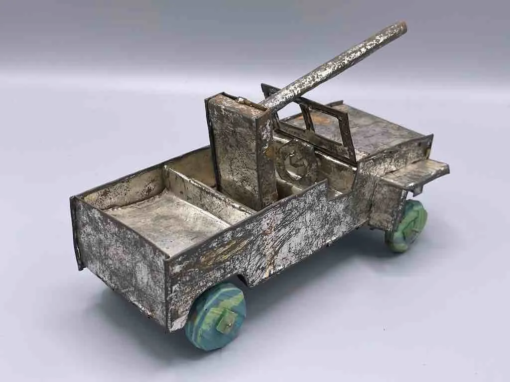 African Recycled Metal Can Toy Jeep Rocket Launcher - Burkina Faso