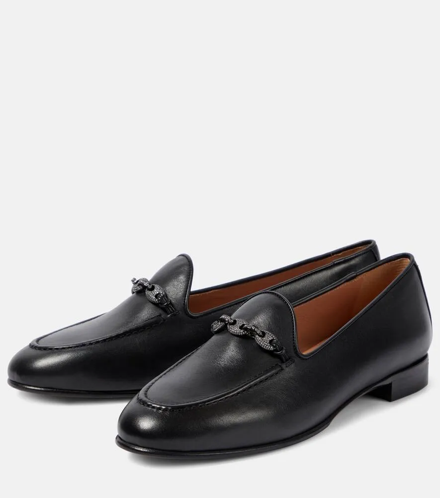 Aquazzura Tasslimo embellished leather loafers