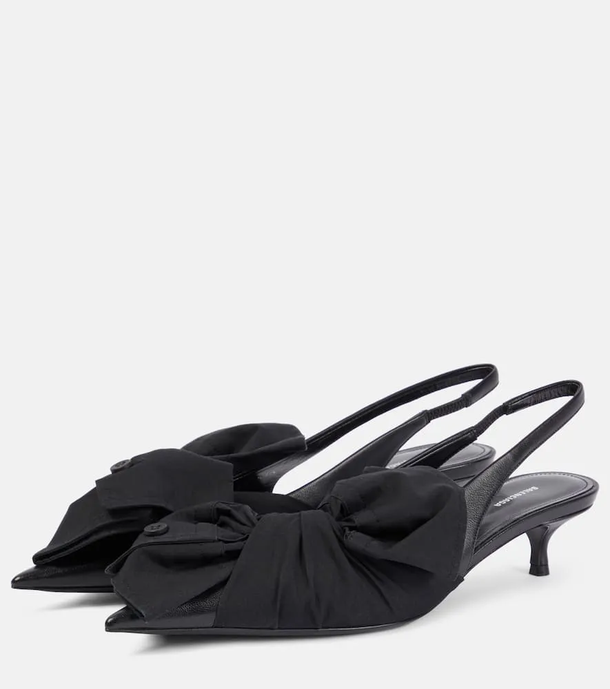 Balenciaga Bow-detail leather slingback pumps