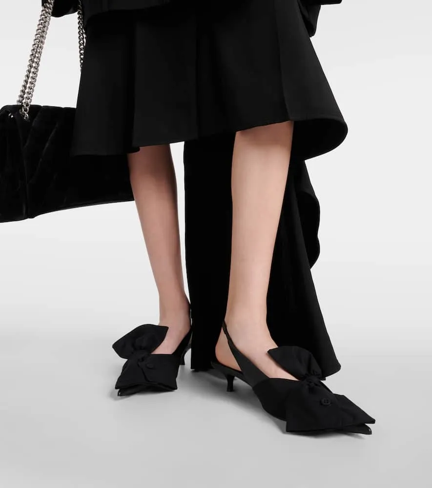 Balenciaga Bow-detail leather slingback pumps