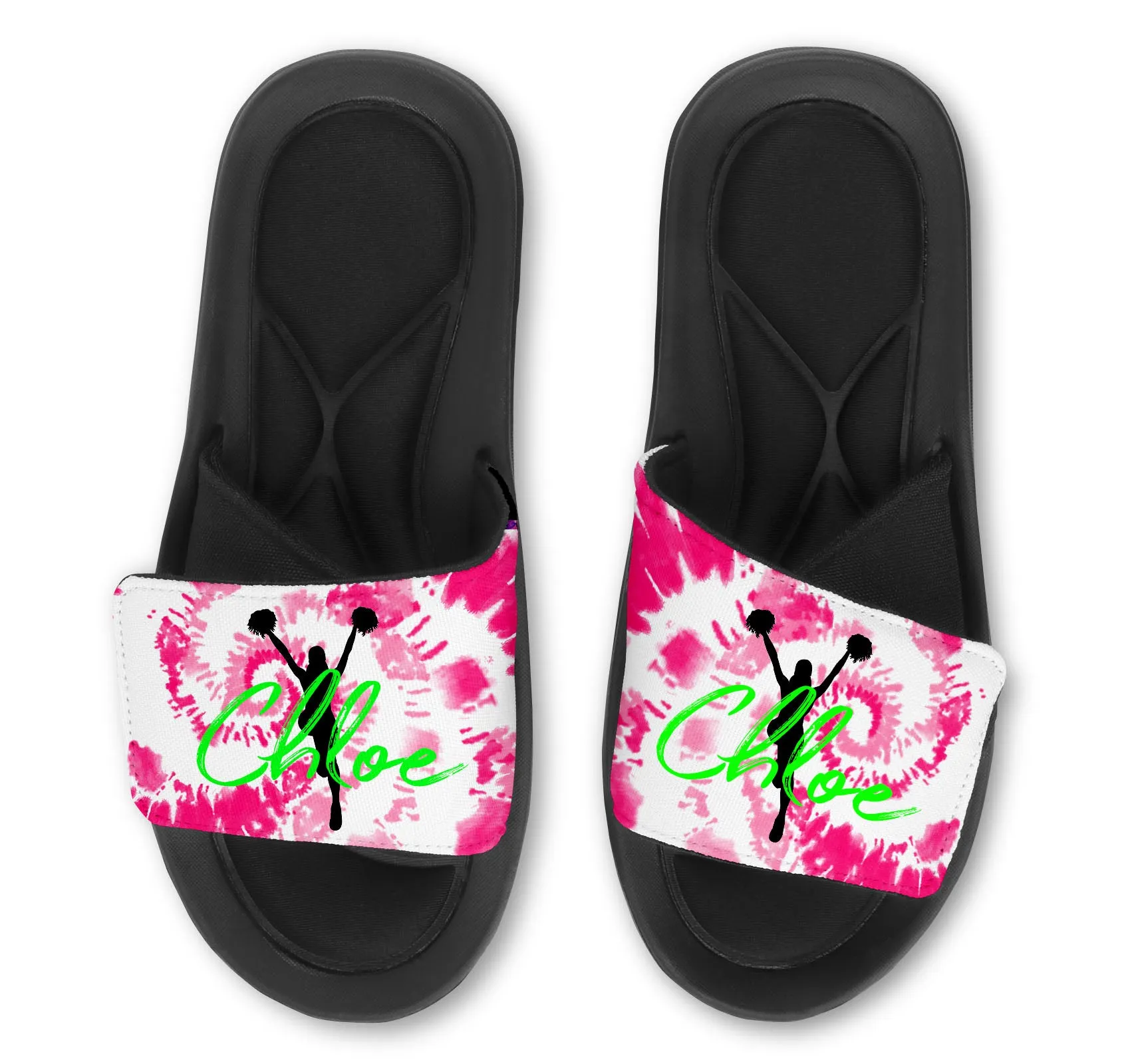Cheerleader Tie Dye Custom Slides / Sandals - Choose your Background!