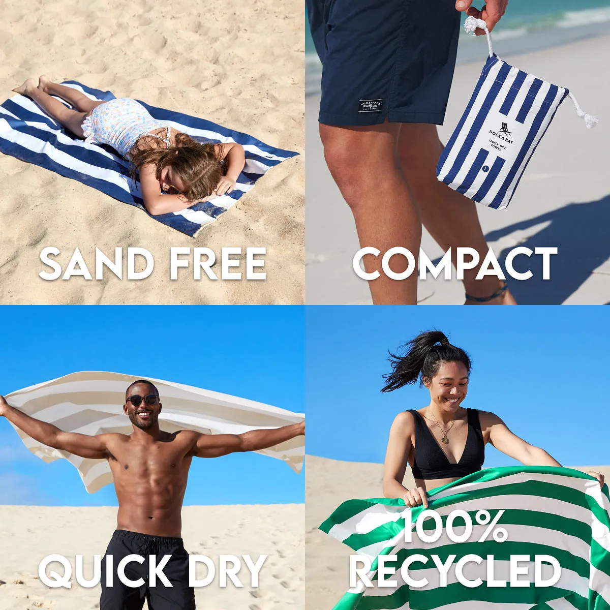 Dock & Bay Quick Dry Towels - Whitsunday Blue - Customized Embroidery Personalized for You