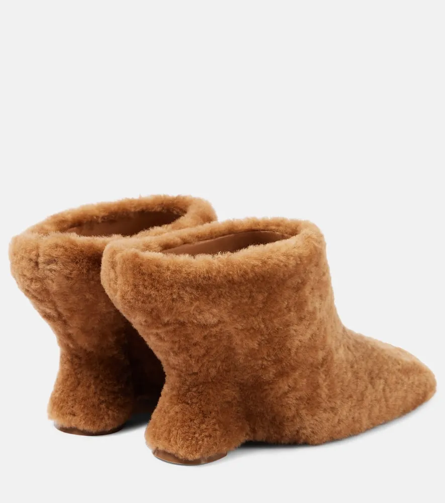 Dries Van Noten Shearling wedge mules