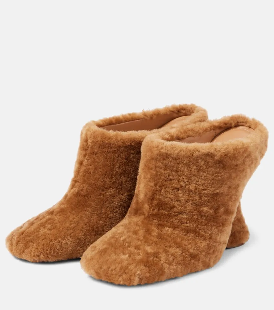 Dries Van Noten Shearling wedge mules