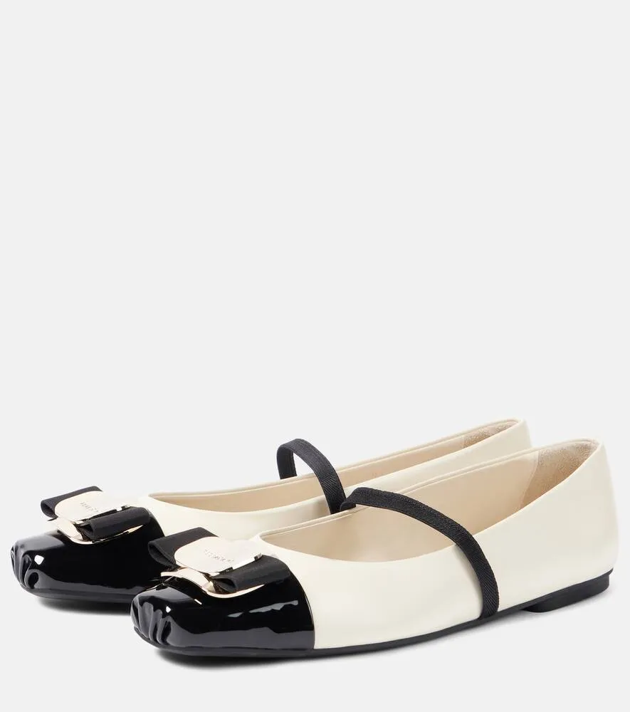 Ferragamo Zina leather ballet flats