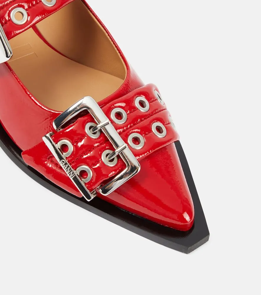 Ganni Faux leather slingback flats