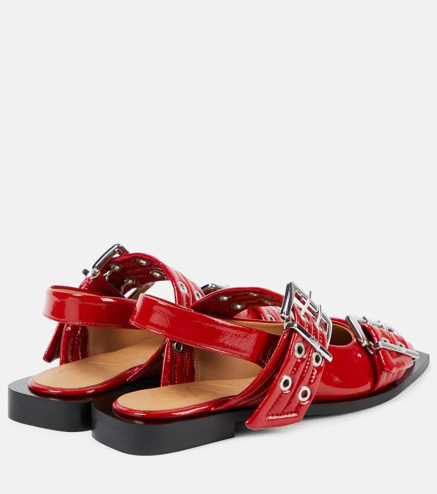 Ganni Faux leather slingback flats