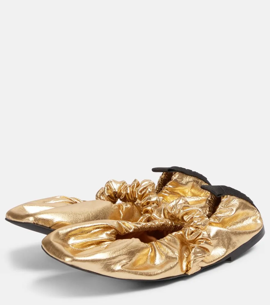 Ganni Scrunchie metallic ballet flats