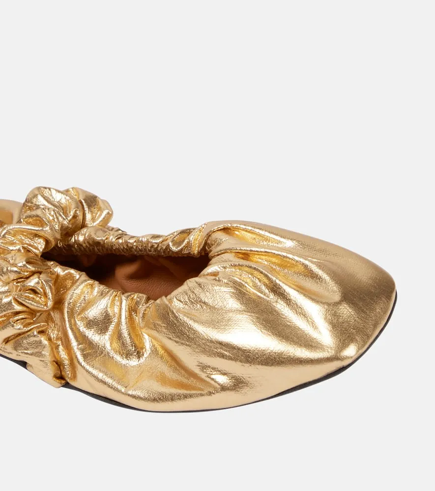 Ganni Scrunchie metallic ballet flats