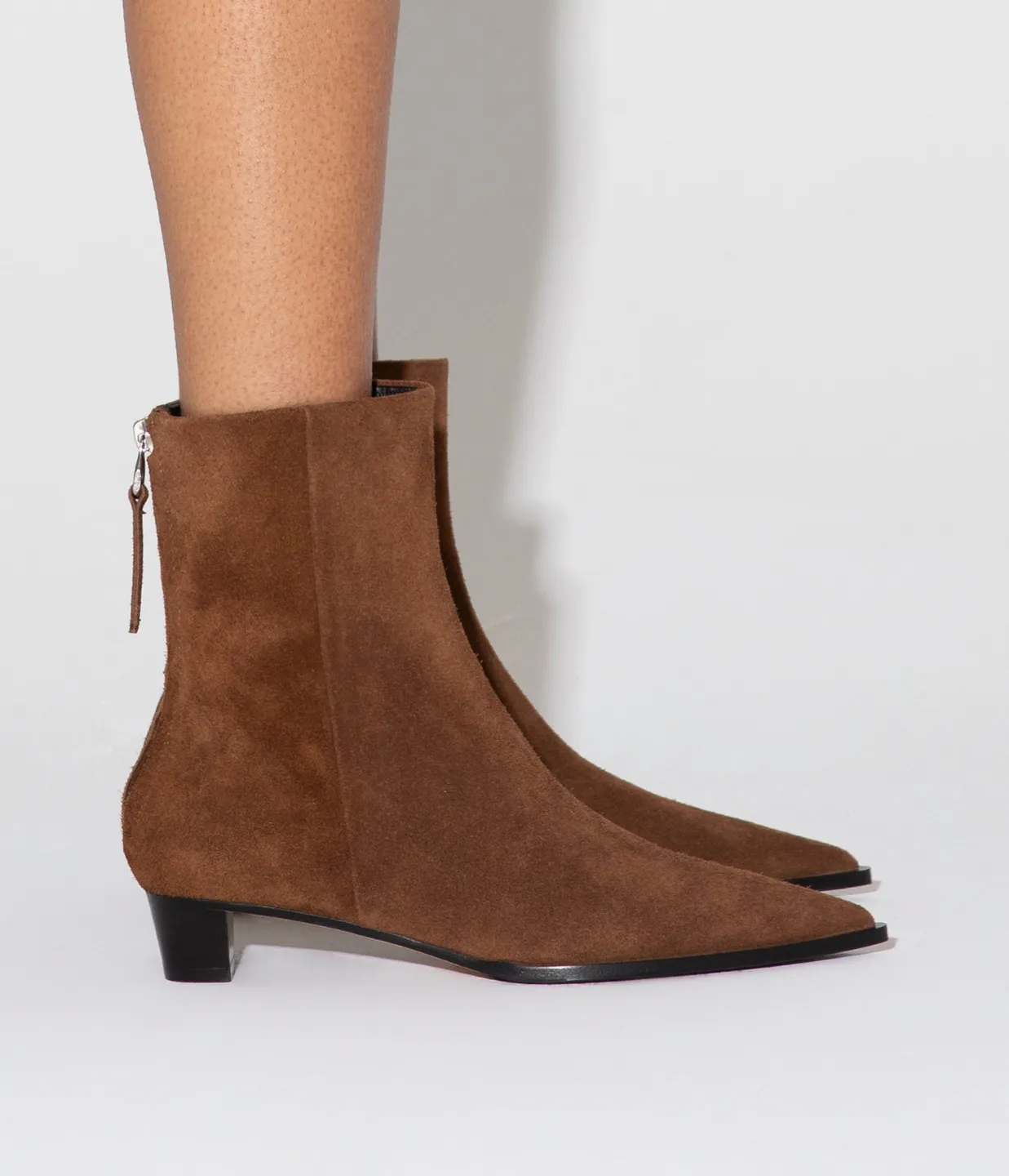 Harriet Cow Suede Ankle Boot in Brown