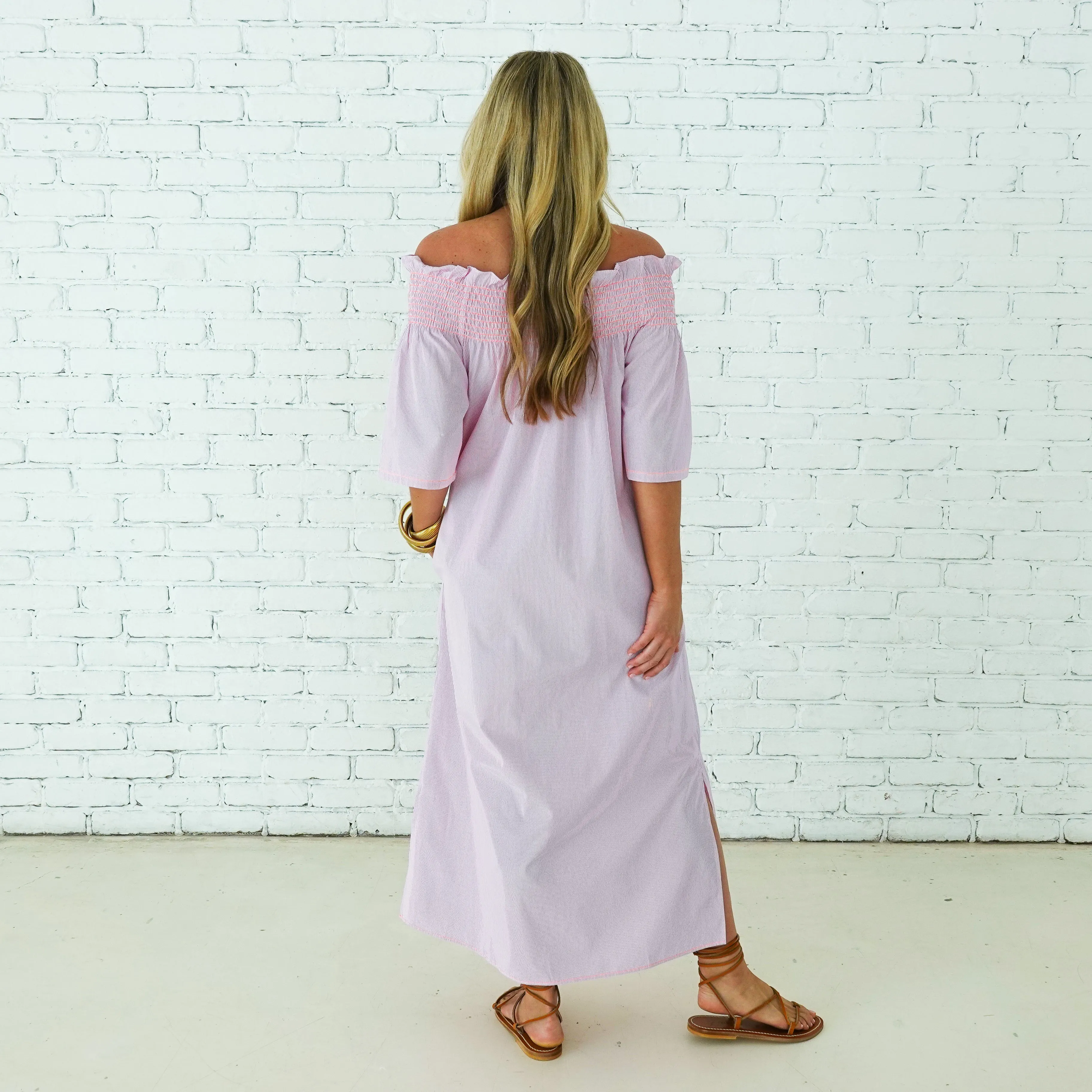 Polly Dress Pink Stripe
