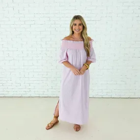 Polly Dress Pink Stripe