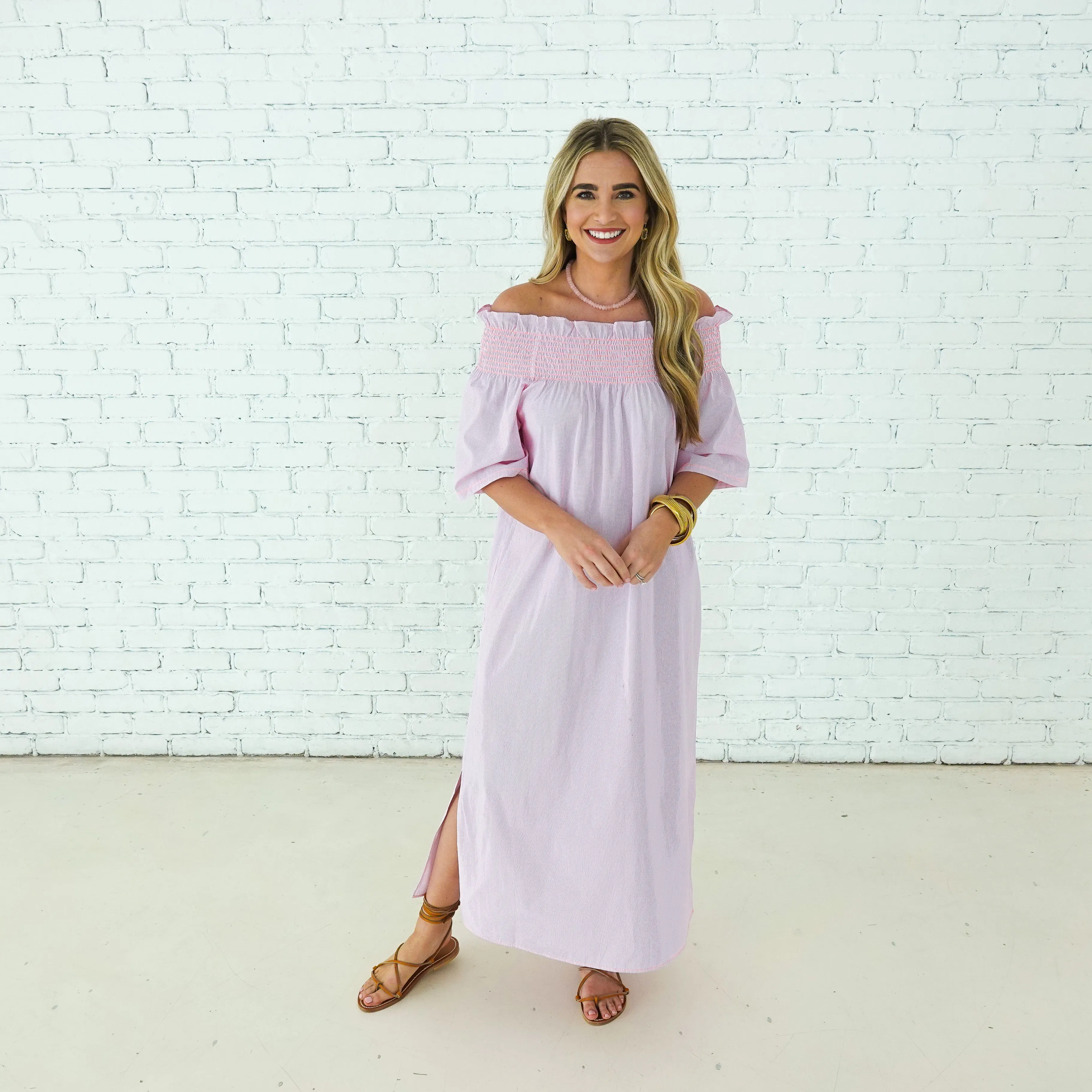 Polly Dress Pink Stripe