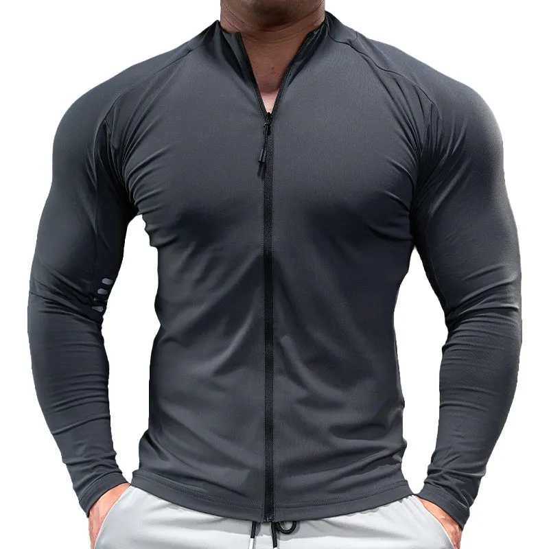 Quick-Dry Polyester Stand Collar Jacket for Sports and Training